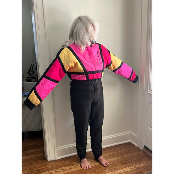 Vintage Slalom Skisuit Neon Blocks Black bottom Women’s size 10 - Picture 6 of 11